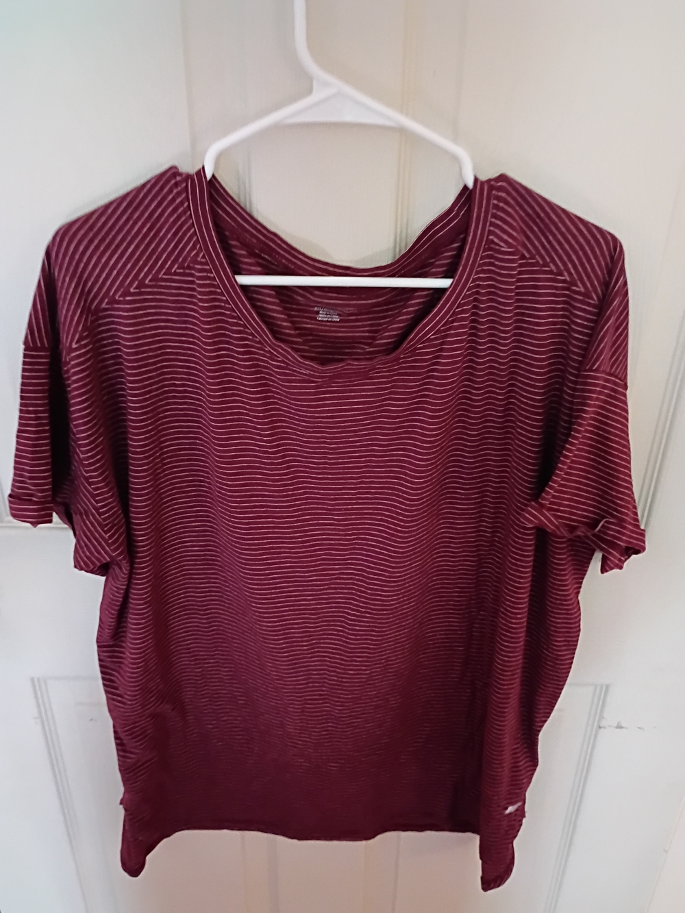 Amazon Essentials Maroon & White Striped Short-Sleeve Tee